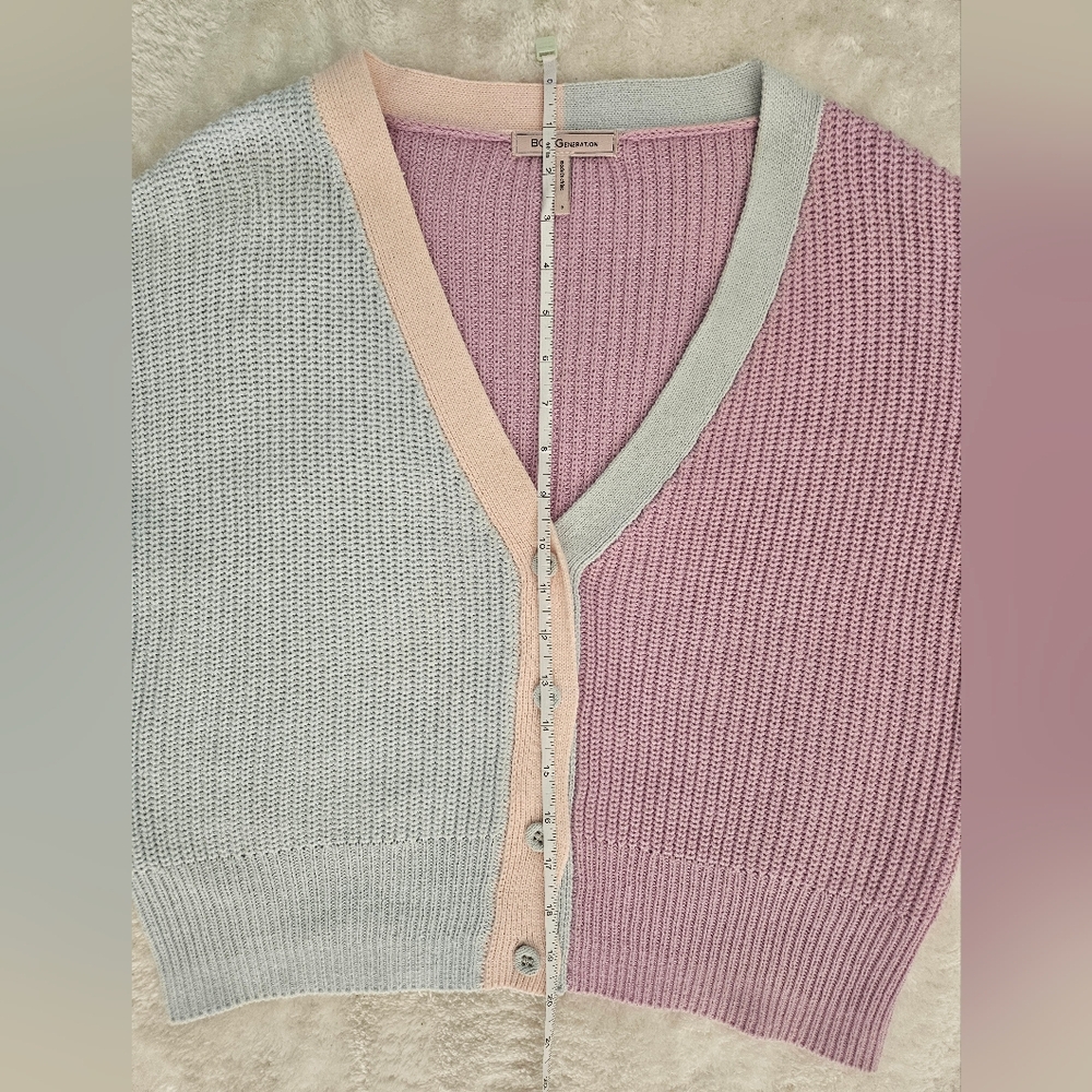 NEW BCBGeneration Colorblock Knit Buttoned Cardigan Size S Pastel Y2K Girlhood - Picture 12 of 13